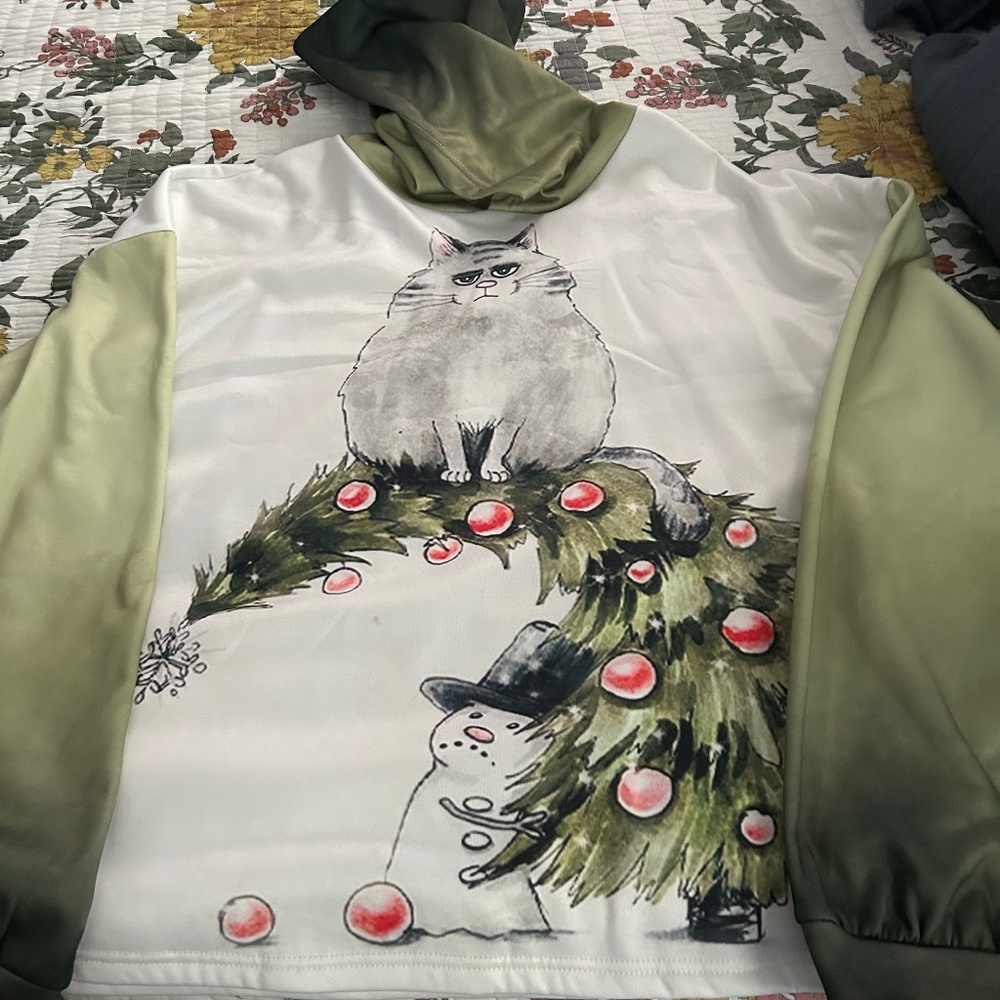 Christmas hoodie with cat